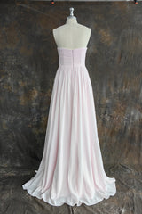 A-line Chiffon Gown Sweetheart Strapless Ruffles Long Bridesmaid Dress