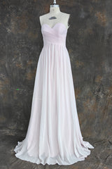 A-line Chiffon Gown Sweetheart Strapless Ruffles Long Bridesmaid Dress