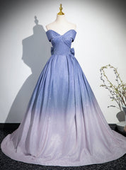 Ball Gown Blue Off the Shoulder Bow Prom Dress