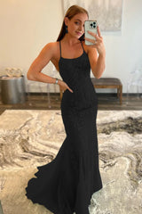 Black Halter Backless Prom Dress