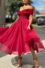 Burgundy Off The Shoulder Prom Dress