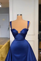 Chic Royal Blue Straps Sweetheart Prom Dress Overskirt Long