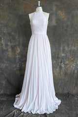 Floor Length Halter Lace Bridesmaid Dresses