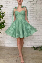 Green Sweetheart Homecoming Dress with Appliques