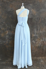 Hand-Made Flower Sleeveless One Shoulder Chiffon Sweetheart Bridesmaid Dress