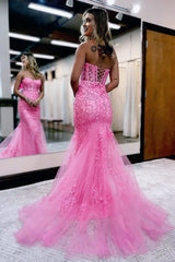 Mermaid Sweetheart Neck Lace Long Prom Dress With Appliques