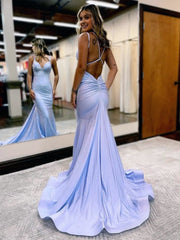 Mermaid V Neck Beaded Jersey Prom Dress