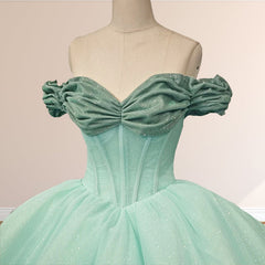 Mint Green Off the shoulder Tulle Ball Gown Quinceanera Dresses