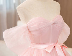 Pink Ball-Gown Tulle Sweetheart Floor-Length Wedding Dress with Sashes