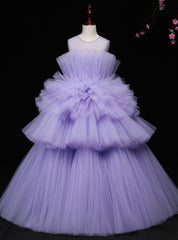 Purple Ball Gown Tulle Sleeveless Long Floor Length Princess dress