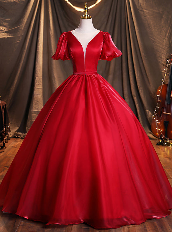 Red Ball Gown Puff Sleeve Quinceanera Dresses