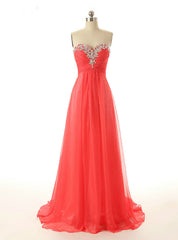 Red Chiffon Sweetheart Beading Bridesmaid Dress