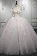 Renata | Blush Ball Gown Lace Strapless Sleeveless Quinceanera Dresses