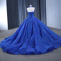 Royal Blue Ball Gown Halter Sleeveless Quinceanera Dress