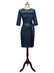 Sheath 3/4 Sleeves Navy Blue Mother Of The Bride Dresses