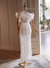 Sheath Sequins Feather Wedding Dress