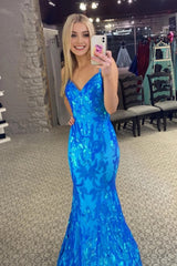 Sparkly Mermaid Orange Sequins Long Prom Dress