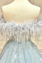 Strapless Feather A-line Cute Homecoming Dress