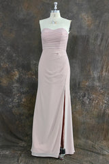 Strapless Sheath Chiffon Sweetheart Sleeveless Floor-Length Bridesmaid Dresses