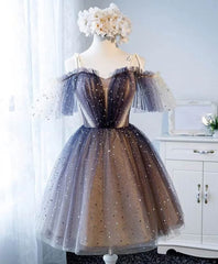 Sweetheart V-neck Starlit Cloud Tulle Mini Length Homecoming Dress