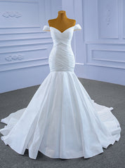 Swxy Mermaid Pleats Off the Shoulder Wedding Dress