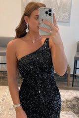 Tight Sequins One Shoulder Homecoming Dress