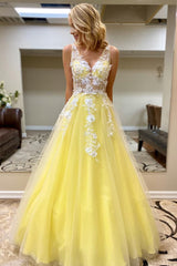 V-Neck A-Line Prom Dress with Appliques