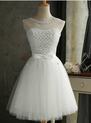 White Beading Homecoming Dress