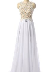 White Beading Prom Dresses Beaded Prom Dress Formal Party Dress Evening Gowns