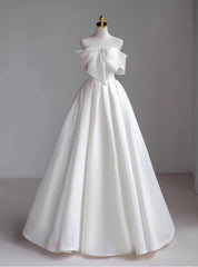 White Strapless Bow Wedding Dress