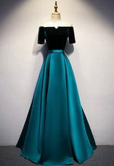 Elegant Velvet Satin Long Prom Dresses, A-Line Evening Dresses