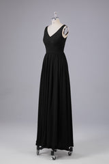 Elegant A-line V Neck Straps Chiffon Bridesmaid Dresses