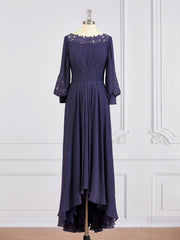 A-Line/Princess Bateau Asymmetrical Chiffon Mother of the Bride Dresses