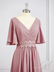 A-Line/Princess V-neck Chiffon Floor-Length Mother of the Bride Dresses