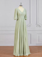 A-Line/Princess V-neck Floor-Length Chiffon Mother of the Bride Dresses