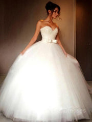 Ball Gown Sweetheart Floor-Length Tulle Wedding Dresses With Bow