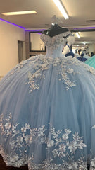 Blue A-line Prom Dress Ball Gown Evening Dress