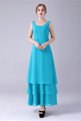 Blue Chiffon Mother Of The Bride Dresses With Jacket