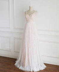 Champagne Sweetheart Tulle Lace Long Prom Dress Lace Evening Dress