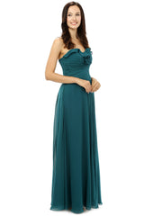 Chiffon Hunter Green Sweatheart Neck Long Bridesmaid Dresses