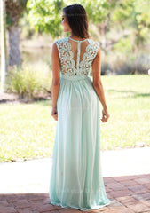 Chiffon Long Floor Length A Line Princess Sleeveless Bateau Zipper Prom Dress With Appliqued