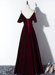 Elegant Velvet Long Bridesmaid Dress , Charming Party Gowns