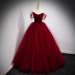 Fairytale Tulle Burgundy Sweet 16th Dress Ball Gown for Prom,Princess Formal Dresses