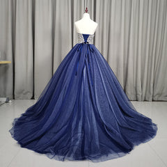 Gorgeous Blue Ball Gown Sweet 16 Party Dress, Blue Handmade Formal Gown