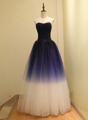 Gorgeous Gradient Tulle Ball Gown Evening Dress, Tulle Party Dress with Applique