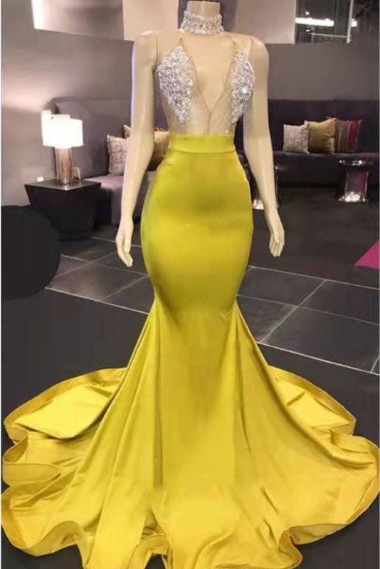 Gorgeous Deep V Neck Mermaid Prom Dress, Long Evening Dresses