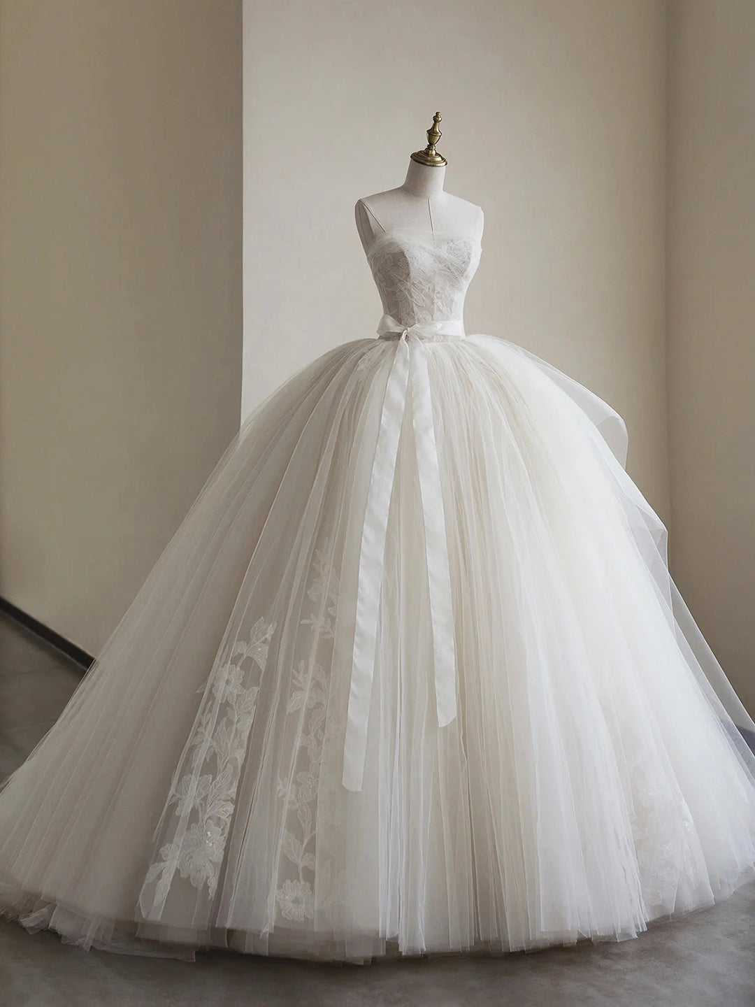 Light Champagne Ball Gown Tulle Sweetheart Long Prom Dress, Beautiful Formal Dress Sweet 16 Dress