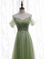 Light Green Beaded Sweetheart Long Party Dress, Green Formal Dress Prom Dress