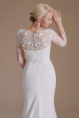 Long Sleeve Beaded French 3D Floral Lace Fishtail Elegant Bridal dresses