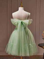 Green Tulle Lace Short Prom Dress, Cute Homecoming Dress, Green Party Dress